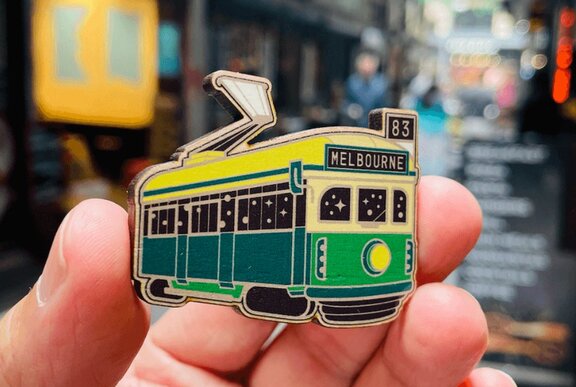 A magnet of a Melbourne tram.