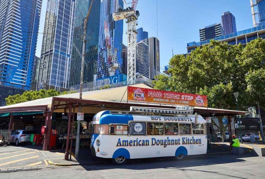 A food truck at a market.