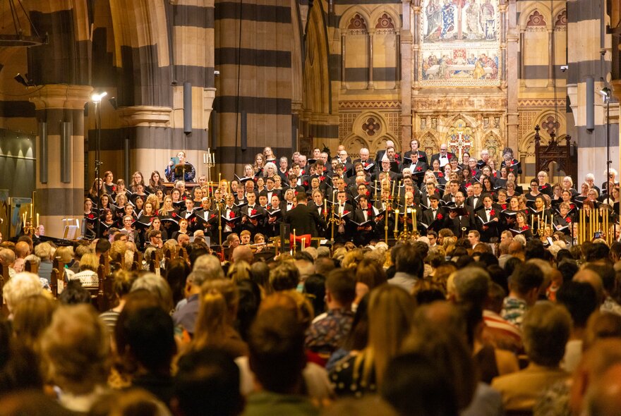 The Royal Melbourne Philharmonic orchestra and choir in St Paul's Cathedral, Melbourne.