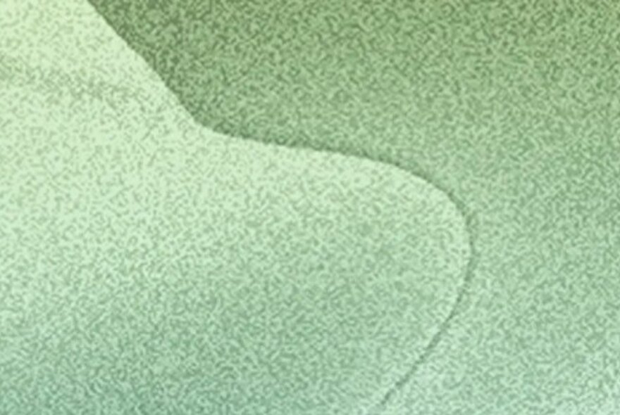 Abstract grey-green pattern with stipples and curve.