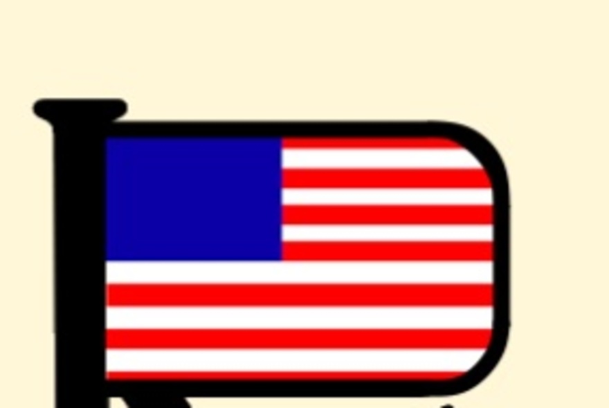 American flag cartoon, without the stars.