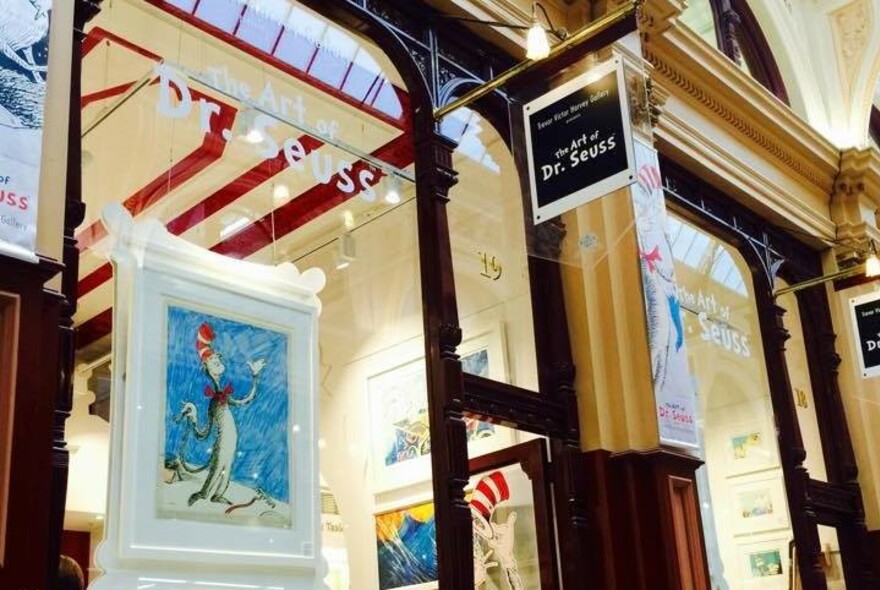 Shopfront of Dr Seuss Gallery in historic Block Arcade.