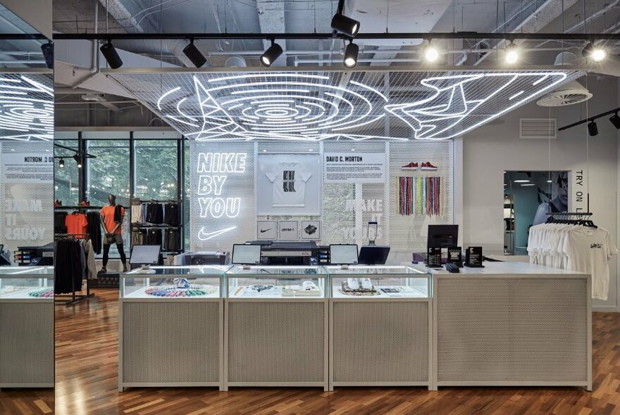 Interior of Nike Melbourne Central store.