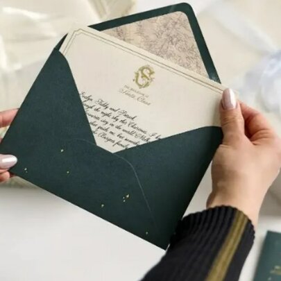 An envelope with a letter inside. 