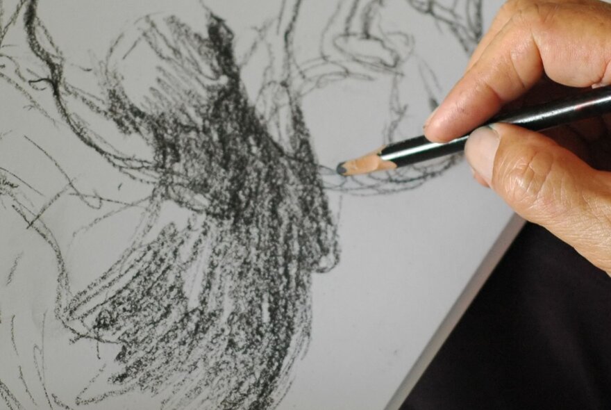 A hand drawing with a pencil on a piece of white paper.