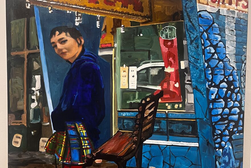 Digital artwork of a woman near a window.