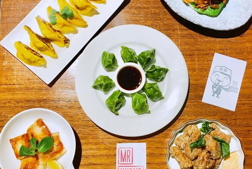 Plates of Taiwanese dumplings.