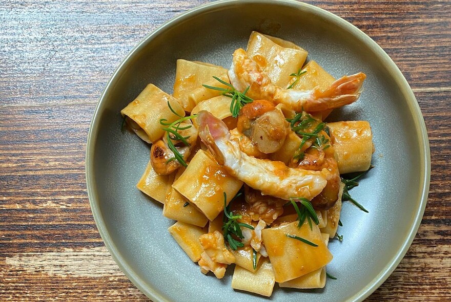 Italian pasta dish with fresh rosemary.