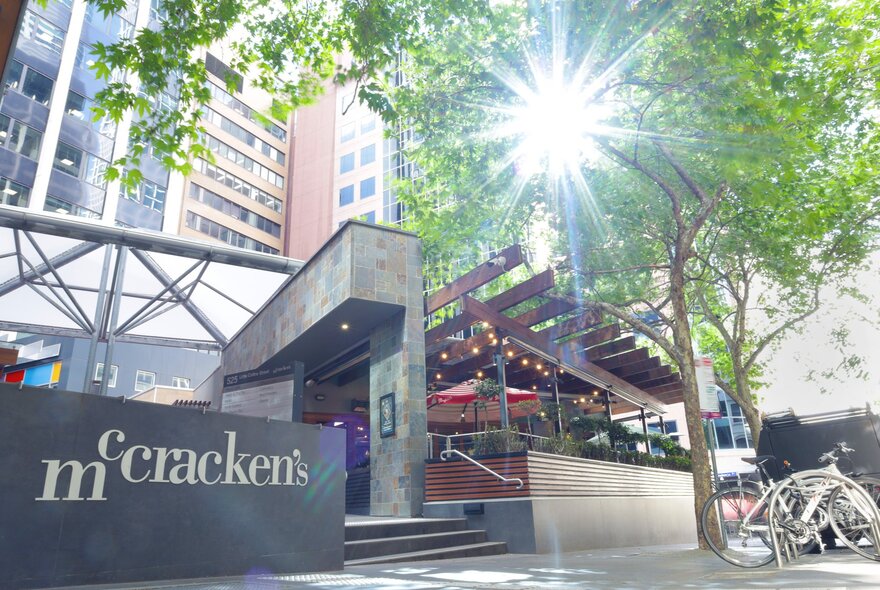 Restaurant terrace with outdoor dining area.