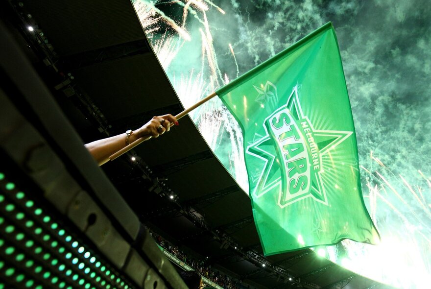 A green Melbourne Stars BBL team flag.