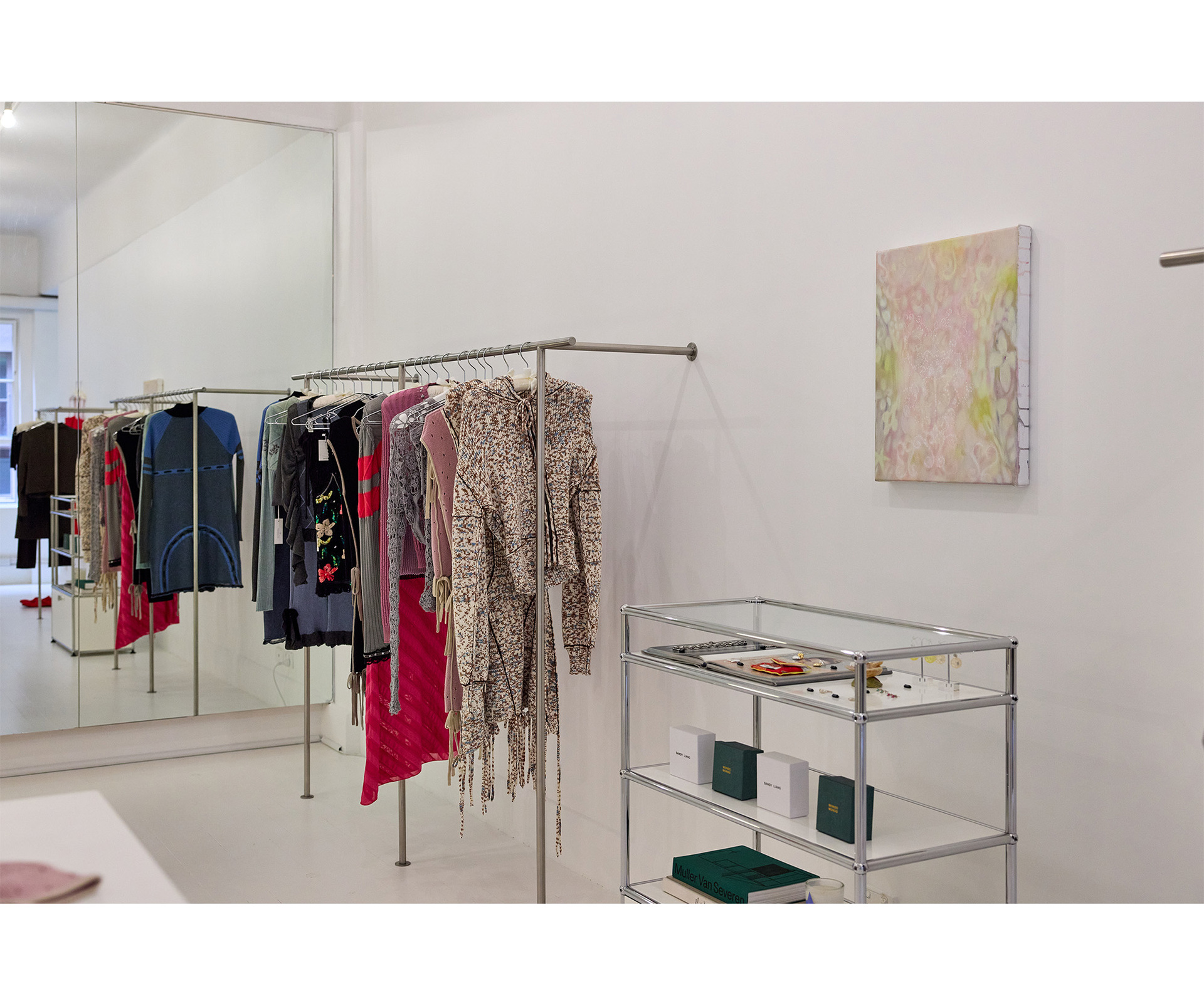 Racks of clothing at a clothing store