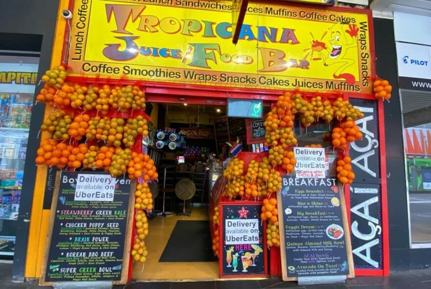 Tropicana Juice Bar shopfront.