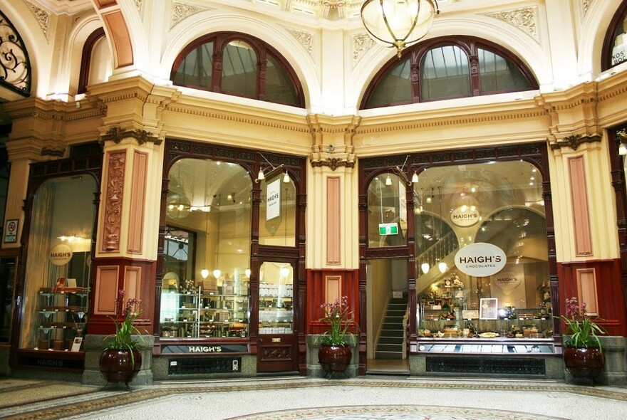 Outside of Haigh's store in historic Block Arcade.