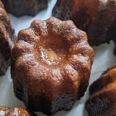 Fluted French pastries, seen from above.