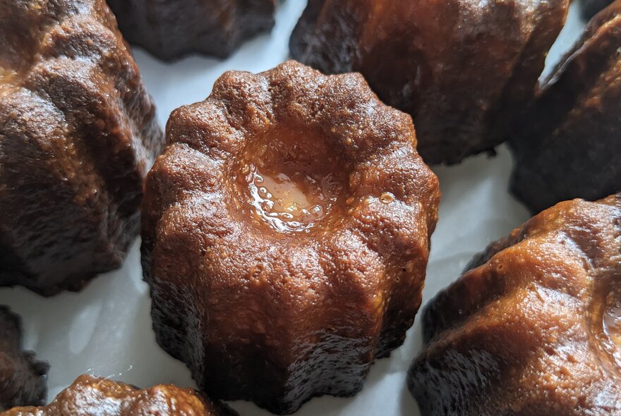 Fluted French pastries, seen from above.