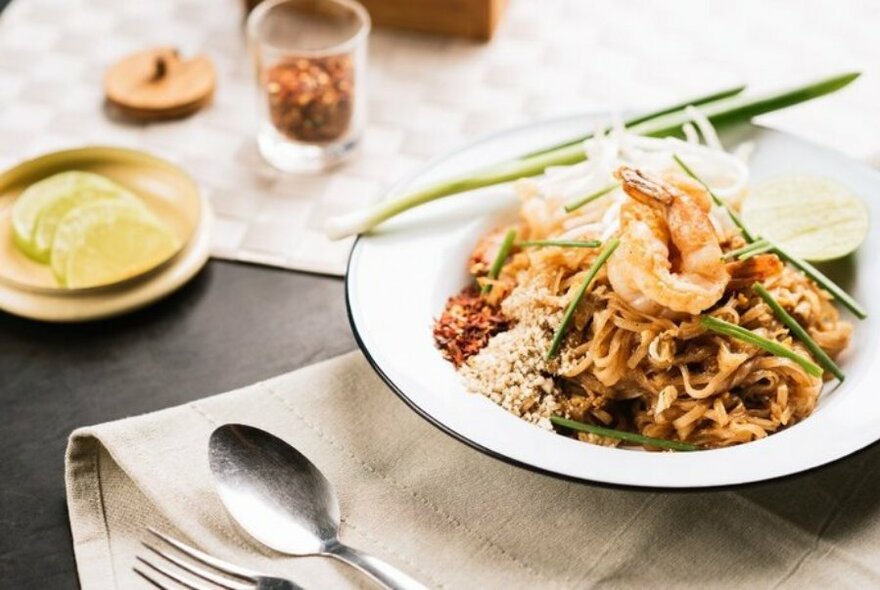 Thai prawn noodle dish.