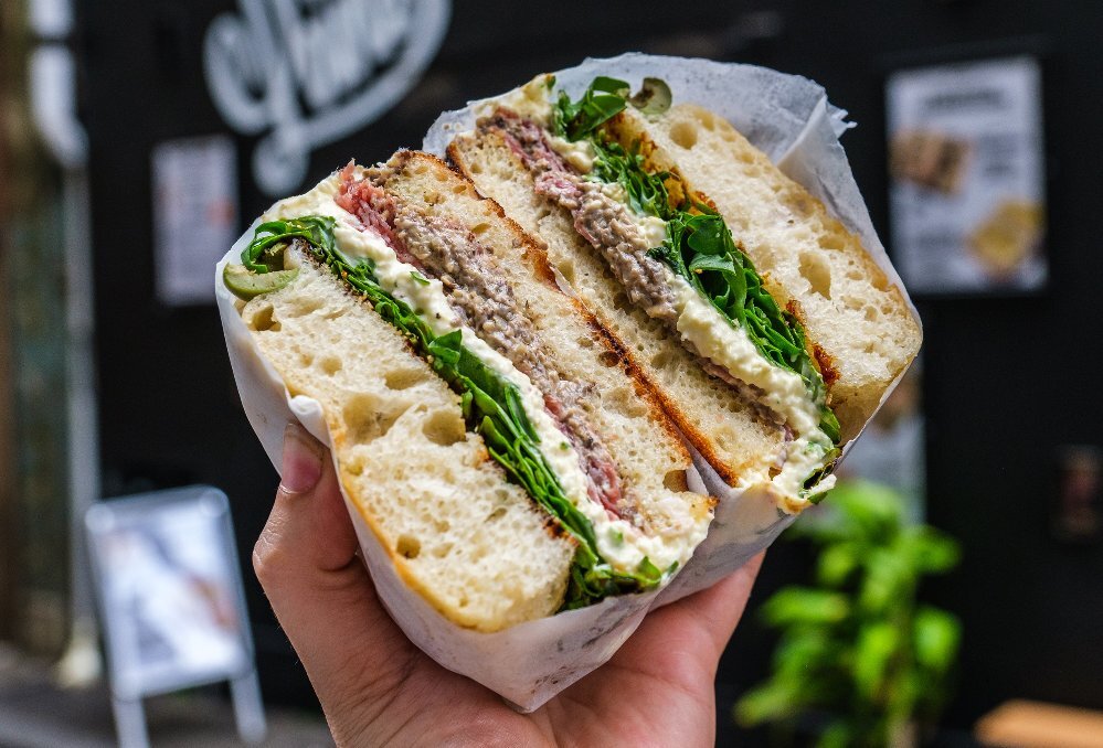 A focaccia sandwich