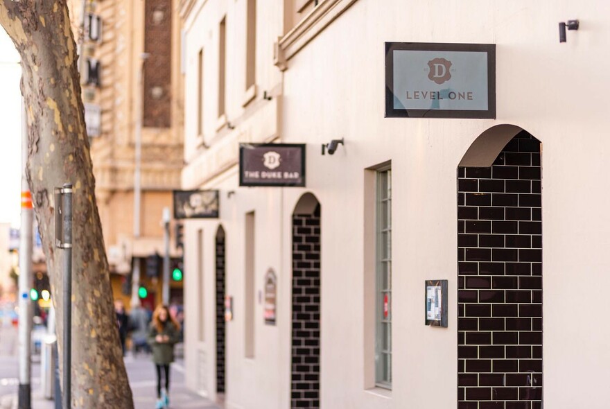 Exterior of historic The Duke of Wellington pub on Flinders Street.