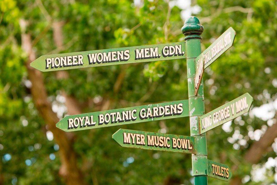 Signpost in Kings Domain.