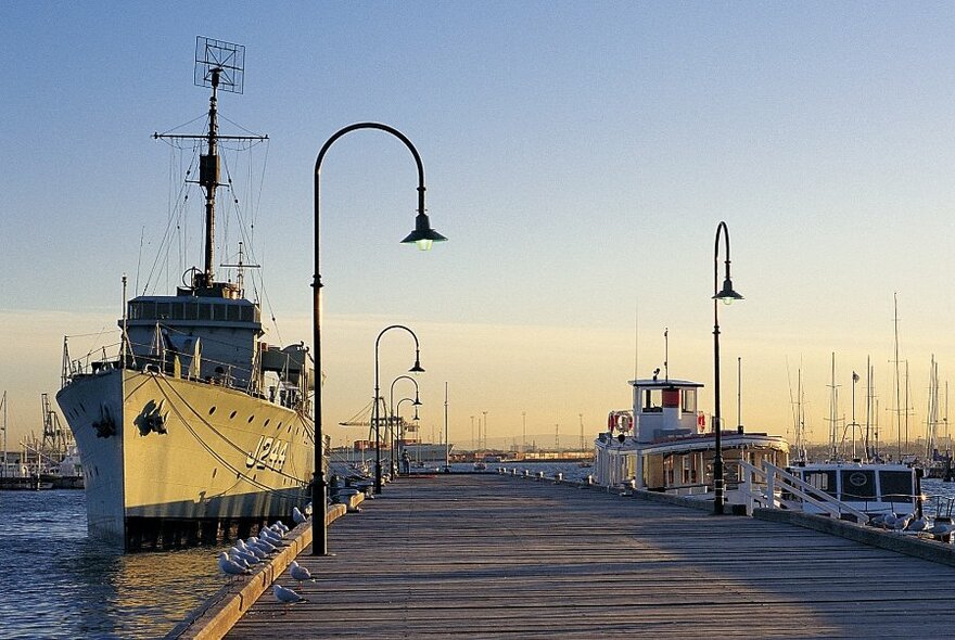 Port Phillip Bay pier at dusk.