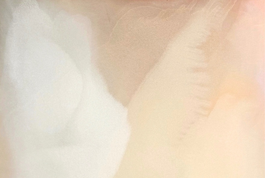 Abstract non-figurative painting in soft cream tones. 
