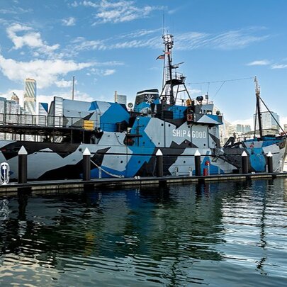 The MV Steve Irwin, berthed in Victoria Harbour as the floating community and event space Ship 4 Good.