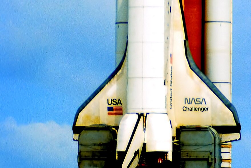 Detail of NASA Challenger spaceship.