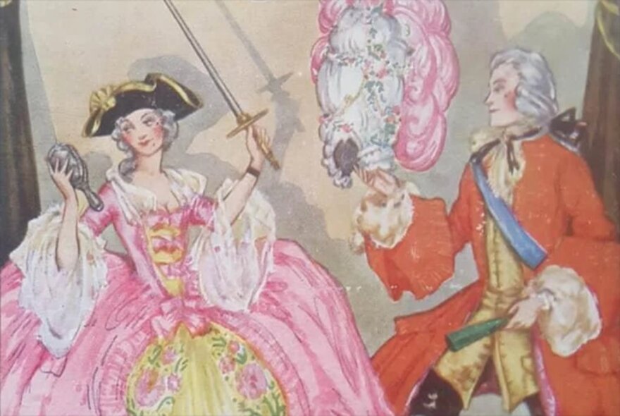 Drawing taken from the cover of The Masqueraders, by Georgette Hayer, 1928.