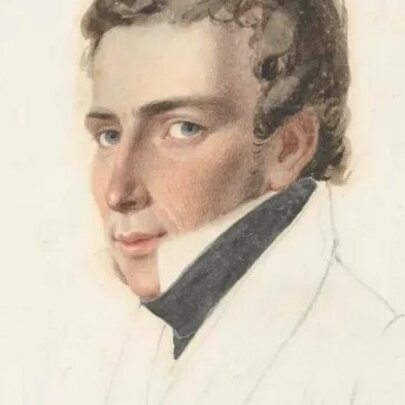Regency portrait of a man wearing a cravat, in pencil and watercolour.