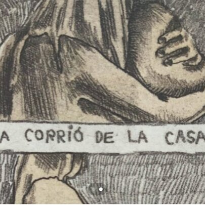 Part of a comic strip split into two frames with text.