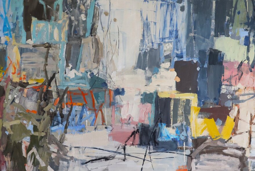 An abstract oil painting by Leah Thiessen.