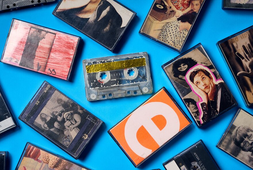 Selection of cassette tapees with handmade covers.