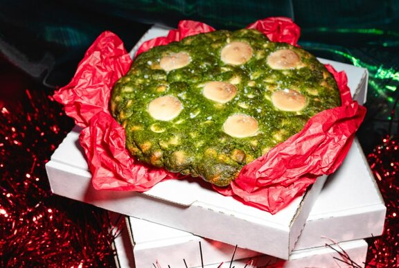 Large green Christmas cookie.