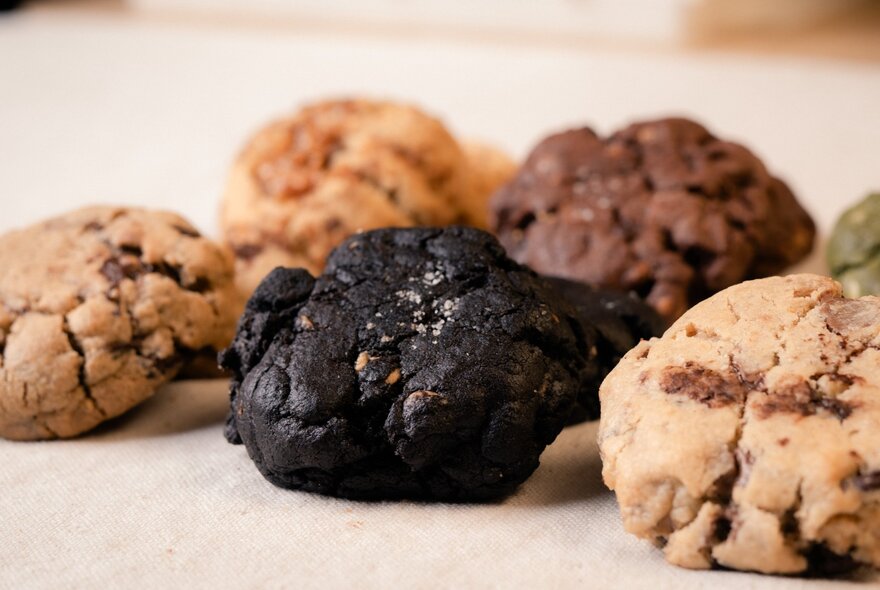 Rows of chunky thick cookies.