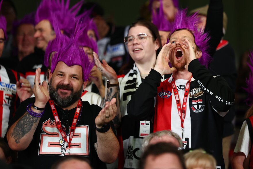 St Kilda AFL football fans in the stands.