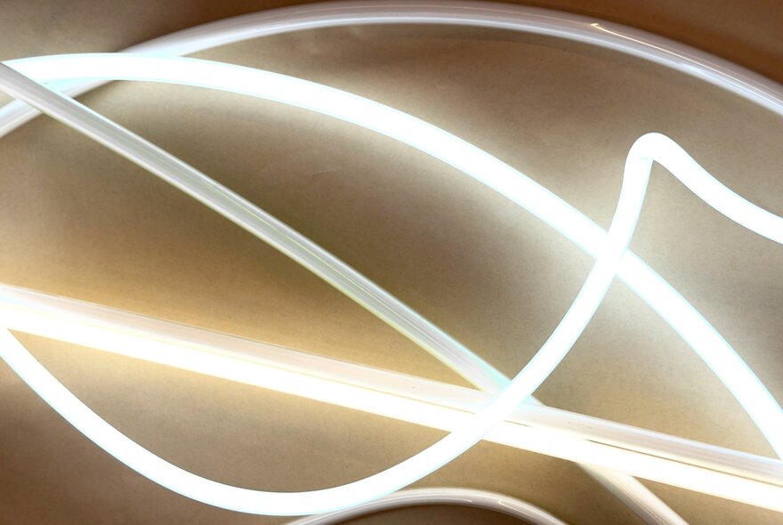 A white neon light installation.