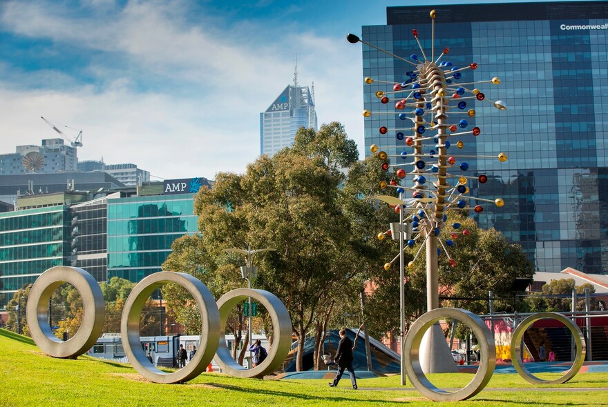 Sculpture in Docklands Park.