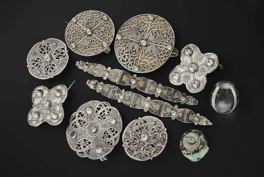 Intricate silver examples of Viking treasure.