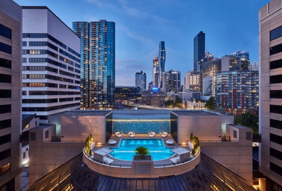 A rooftop pool