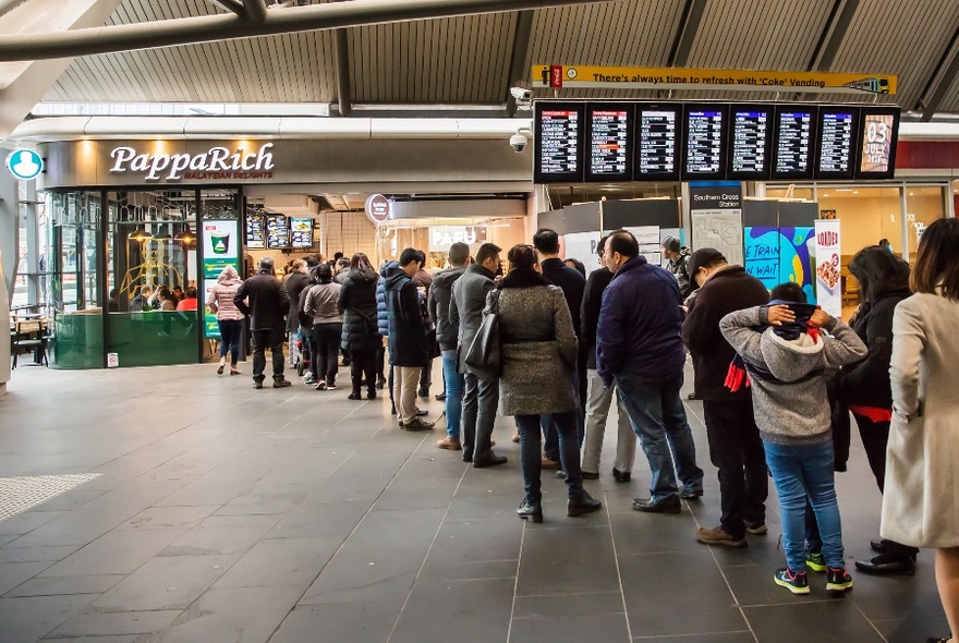 Long line outside PappaRich Southern Cross.