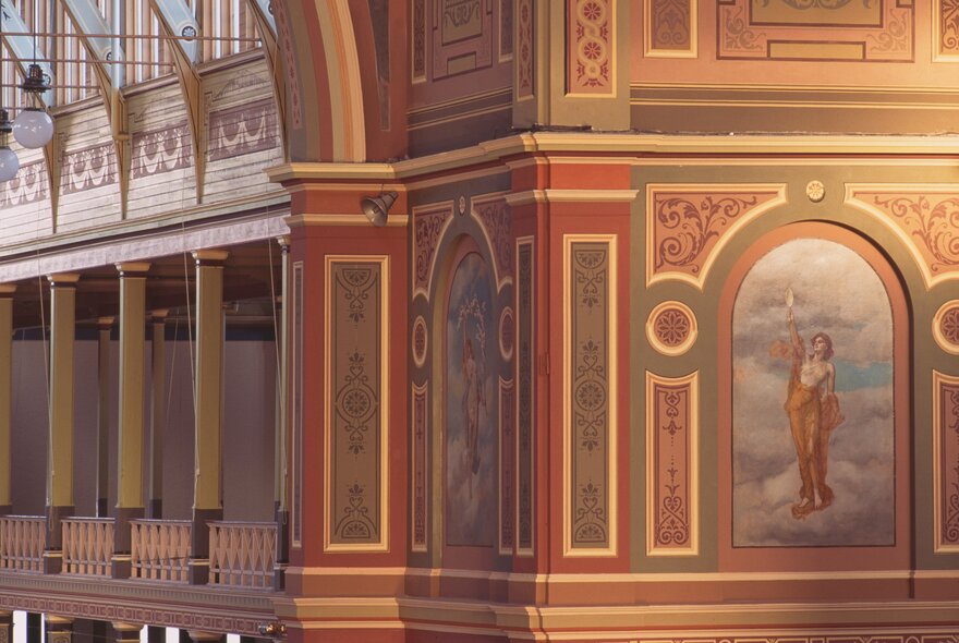 Frescos on the walls of the Royal Exhibition Building. 
