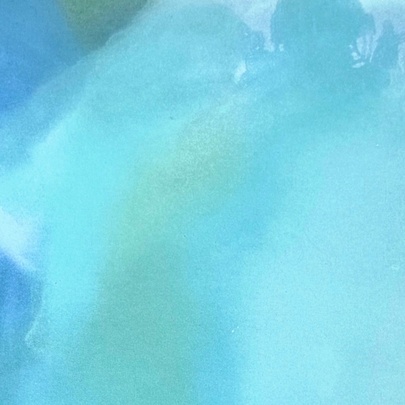 Abstract non-figurative painting in shades of blue.