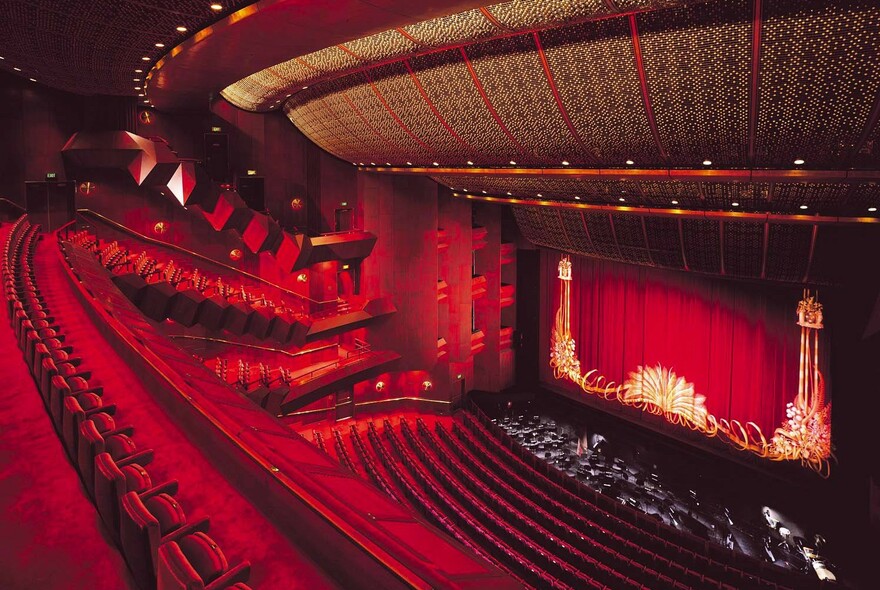 State Theatre stage and tiered seating.