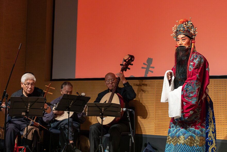 Traditional Chinese performers on stage.