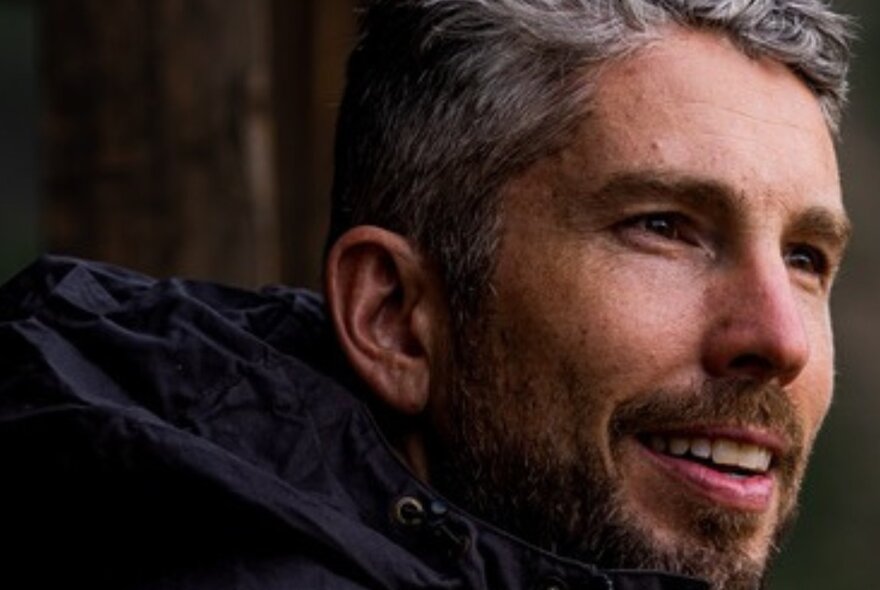 Author Lance Richardson, bearded with grey hair.