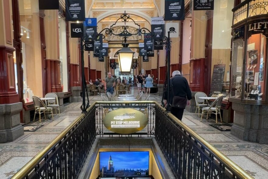 Entrance to a basement shop in The Block Arcade in Melbourne.