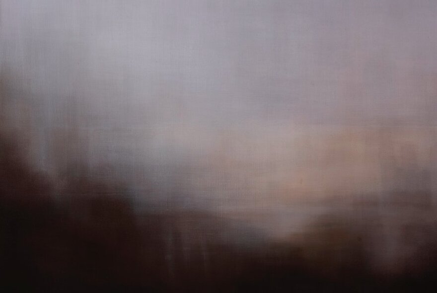 An atmospheric painting of smoky purple shades.