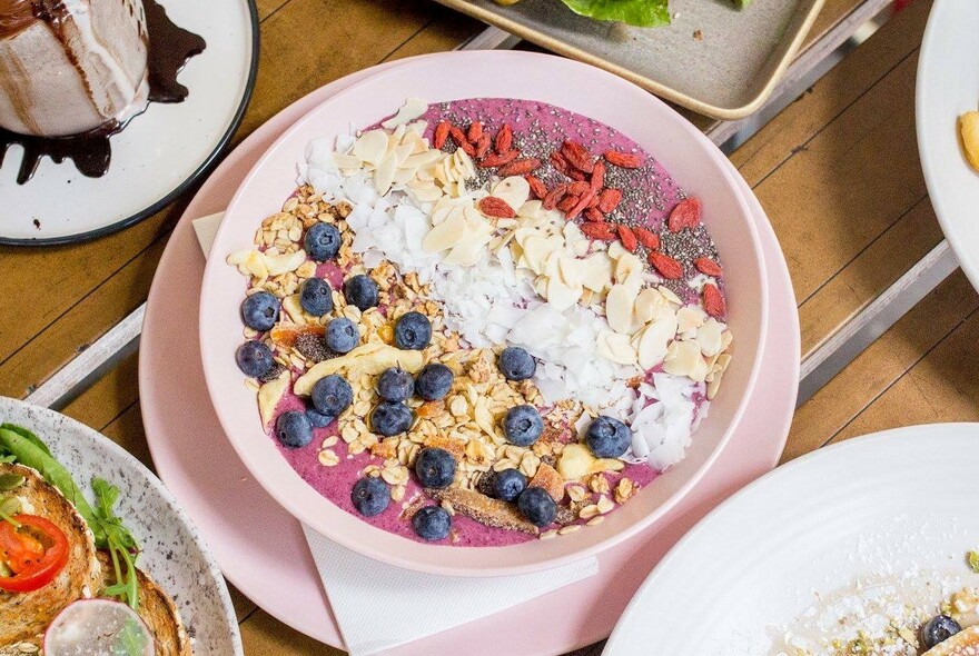 Bowl of muesli with berries.