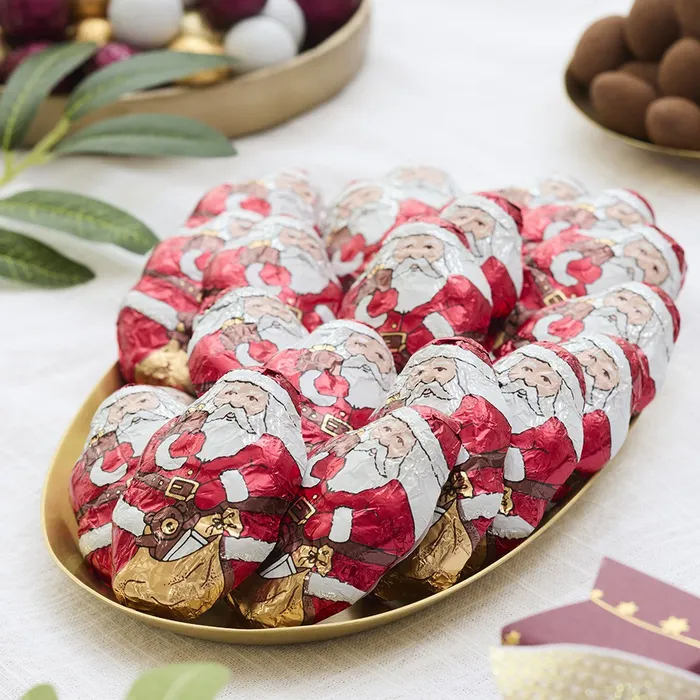 A plate of Santa chocolates.