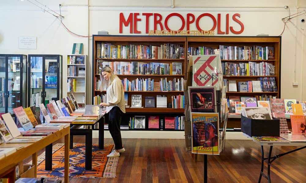 A woman in a bookstore